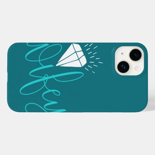 Coques Case-Mate iPhone Script et diamant turquoise Wifey (Verso (horizontal))