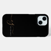 Coques Case-Mate iPhone Script féminin Black Gold moderne Monogramme (Verso (horizontal))