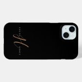 Coques Case-Mate iPhone Script féminin Black Gold moderne Monogramme (Verso (horizontal))