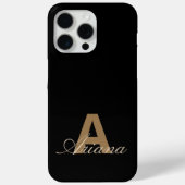 Coques Case-Mate iPhone Script féminin Black Gold moderne Monogramme (Verso)