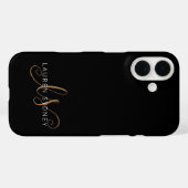 Coques Case-Mate iPhone Script féminin Black Gold moderne Monogramme (Verso (horizontal))