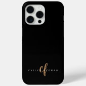 Coques Case-Mate iPhone Script féminin Black Gold moderne Monogramme (Verso)
