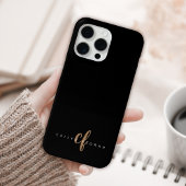 Coques Case-Mate iPhone Script féminin Black Gold moderne Monogramme