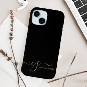 Coques Case-Mate iPhone Script féminin Black Gold moderne Monogramme