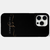 Coques Case-Mate iPhone Script féminin Black Gold moderne Monogramme (Verso (horizontal))