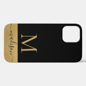 Coques Case-Mate iPhone Script féminin Black Gold moderne Monogramme (Verso (horizontal))