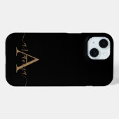 Coques Case-Mate iPhone Script féminin Black Gold moderne Monogramme (Verso (horizontal))