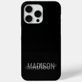 Coques Case-Mate iPhone Script féminin gris-noir moderne Monogramme (Verso)