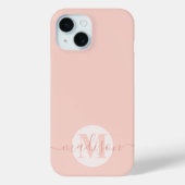 Coques Case-Mate iPhone Script Feminine Rose-Bleu Moderne Monogramme (Verso)