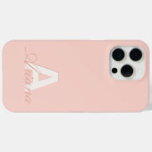 Coques Case-Mate iPhone Script Feminine Rose-Bleu Moderne Monogramme (Verso (horizontal))