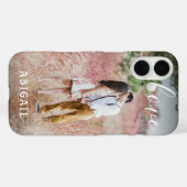 Coques Case-Mate iPhone Script Love Photo Overlay Elegant Monogramme Nom (Verso (horizontal))