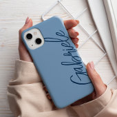 Coques Case-Mate iPhone Script moderne élégant Monogramme bleu