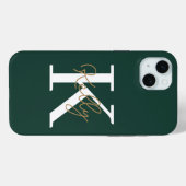 Coques Case-Mate iPhone Script moderne Emerald Green Monogram (Verso (horizontal))
