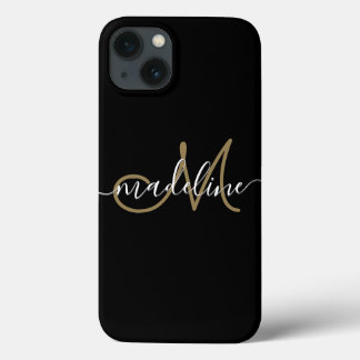 Case-Mate iPhone Case Script moderne Monogramme Or noir