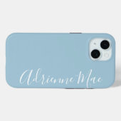 Coques Case-Mate iPhone Script moderne personnalisé Bleu bébé (Verso (horizontal))