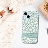 Coques Case-Mate iPhone Script Monogram Boho Vert Blanc Gris Floral