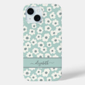 Coques Case-Mate iPhone Script Monogram Boho Vert Blanc Gris Floral (Verso)