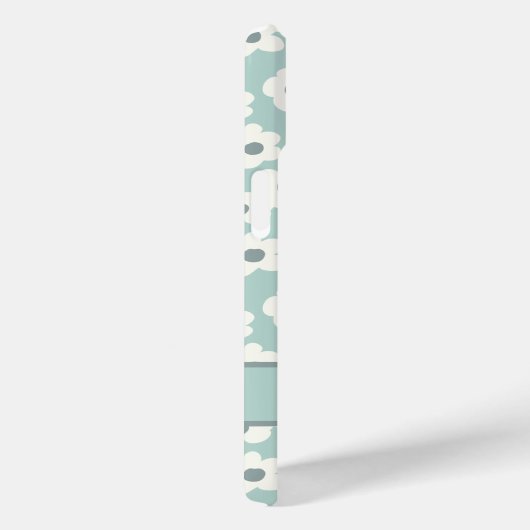 Coques Case-Mate iPhone Script Monogram Boho Vert Blanc Gris Floral (Verso / Droite)