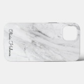 Coques Case-Mate iPhone Script Monogramme élégant | MARBRE BLANC (Verso (horizontal))