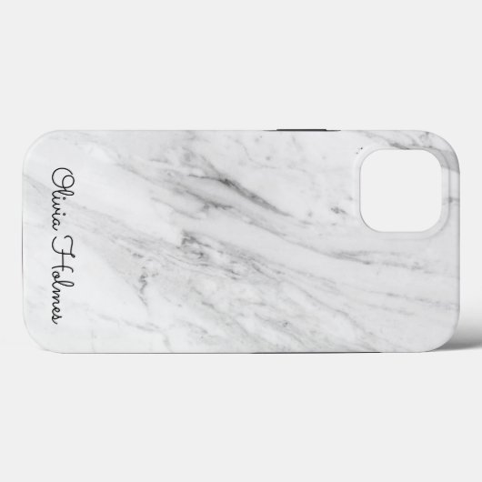 Coques Case-Mate iPhone Script Monogramme élégant | MARBRE BLANC (Verso (horizontal))