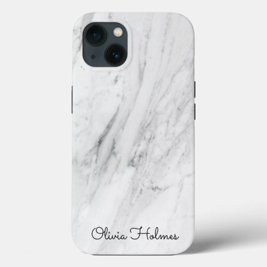 Coques Case-Mate iPhone Script Monogramme élégant | MARBRE BLANC (Verso)