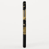 Coques Case-Mate iPhone Script Monogramme en or noir (Dos/Droite)