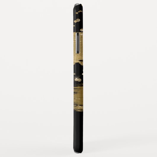 Coques Case-Mate iPhone Script Monogramme en or noir (Dos/Droite)