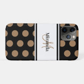 Coques Case-Mate iPhone Script Monogramme noir blanc Pois Brown (Dos (Horizontal))