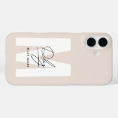 Coques Case-Mate iPhone Script Monogramme Rose rose moderne signature chic (Verso (horizontal))