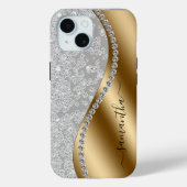 Coques Case-Mate iPhone Script personnalisé Diamond Bling Gold (Verso)