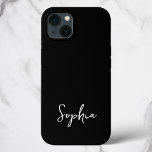 Case-Mate iPhone Case Script tendance moderne signature personnalisée No<br><div class="desc">Fraîche et élégante,  cette conception de script signature branché comprend votre nom personnalisé en noir et blanc minimaliste élégant. Personnalisez avec votre couleur arrière - plan personnalisée en utilisant l'outil d'édition au bas de l'onglet de personnalisation et faites de cet accessoire unique et parfait!</div>