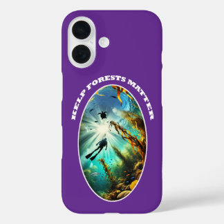 Coques iPhone 16 SCUBA Diver Silhouette with Turtle, Fish, and Kelp
