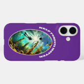 Coques Case-Mate iPhone SCUBA Diver Silhouette with Turtle, Fish, and Kelp (Verso (horizontal))