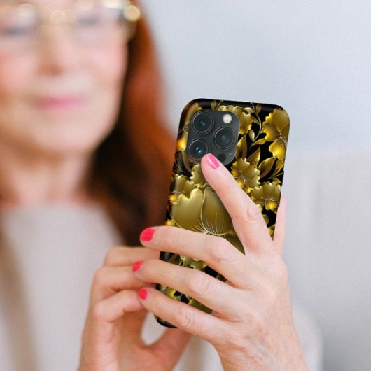 Coques Case-Mate iPhone Sculpture Florale en Or Luxueux