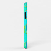 Coques Case-Mate iPhone "Sea Grotto" abstrait - turquoise, bleu, or (Dos/Droite)
