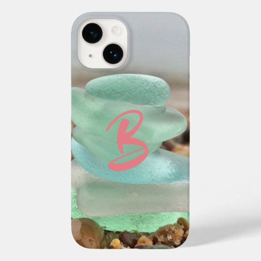 Coques Case-Mate iPhone Seaglass et sable de plage bleu turquoise gris ver (Verso)