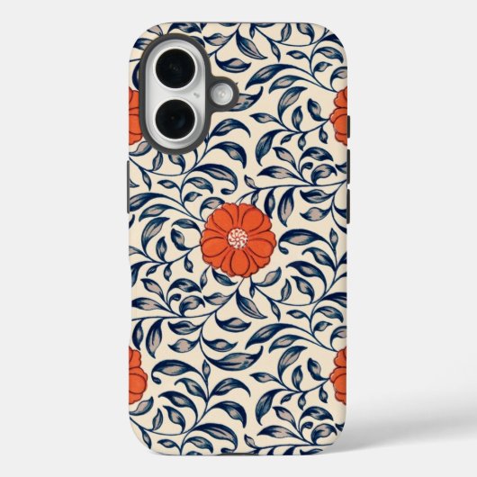 Coques Case-Mate iPhone Seamless floral pattern with vibrant orange flower (Verso)