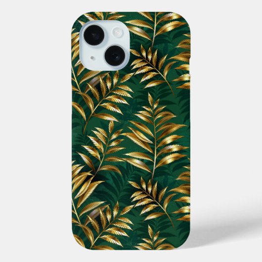 Coques Case-Mate iPhone Seamless pattern with golden ferns (Verso)