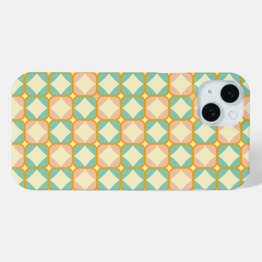 Coques Case-Mate iPhone Seamless retro pattern with rounded squares (Verso (horizontal))