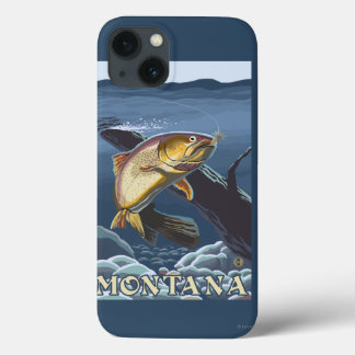 iPhone 13 Coque Section de la pêche à la truite - Montana