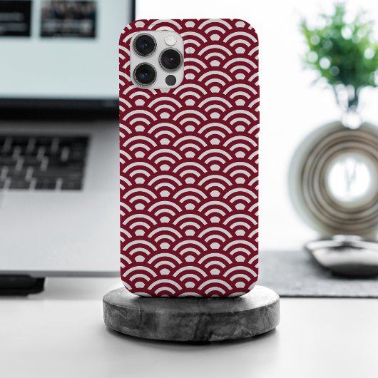 Coques Case-Mate iPhone Seigaiha, Waves, Japanese, Burgundy and White