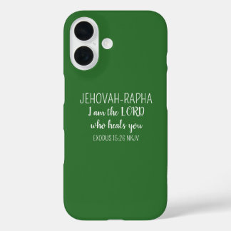 Coques iPhone 16 Seigneur Qui Guérit Vert Foncé Simple Chrétien