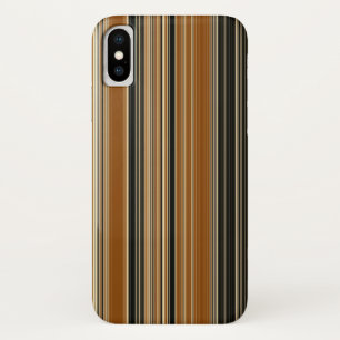 Coque iPhone X Selle Brown et Motif à rayures noires