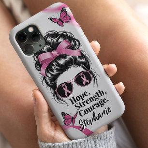Coque Pour iPhone 15 Sensibilisation au cancer du sein Espoir Force Cou