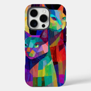 Coques iPhone 16 Pro Sentinelles félin cubistes