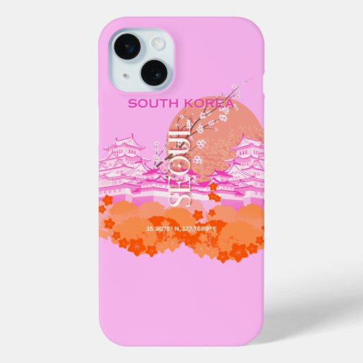 Coques Case-Mate iPhone Séoul Corée du Sud Voyage Art, rose (Verso)