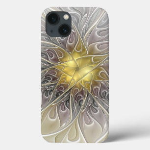 Etui iPhone 13 S'épanouir avec une fleur fractale abstraite moder