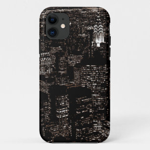 Coque iPhone 11 Sepia New York City Night Skyline
