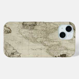 Coque Pour iPhone 15 Sepia Old Antique Vintage États-Unis Carte Voyage