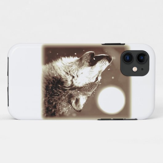 Coques Case-Mate iPhone Sepia Wolf & Moon (Dos (Horizontal))